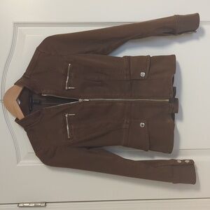 Petite Chestnut Brown Peplum Jacket (00P)